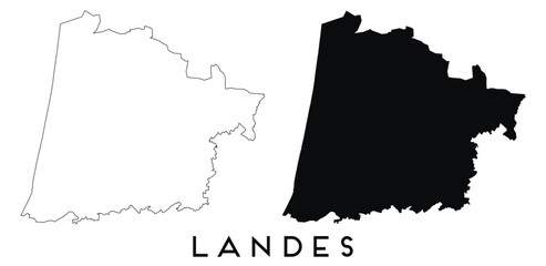 Wall Mural - Landes map outline and black silhouette vector