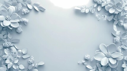 soft pastel colored floral frame design with copy space and white color background