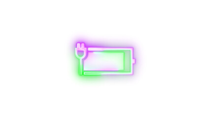 Wall Mural - Neon icon battery charging symbol transparent background