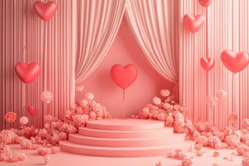 Wall Mural - Love Showcase: Valentine's Day Podium for Romantic Product Display