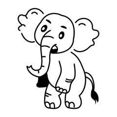 Wall Mural - Doodle style icon of angry elephant 