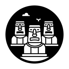 Sticker - Moai icon in glyph style 