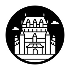 Sticker - A glyph style icon of chateau frontenac 