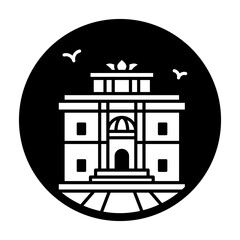 Sticker - Trevi fountain icon in glyph style 