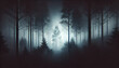 © Husamex - A dark and eerie forest scene, perfect as a Halloween background, evoking mystery, fear, and the unknown