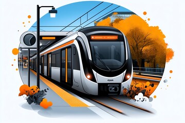 Aufkleber - Minimalist icon of urban rail and subway infrastructure, with clean, simple lines showing the integration of public transportation in the city.