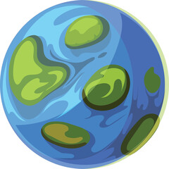 Sticker - Earth cartoon icon. Green nature world from space