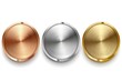 © Alena - A set of three metal buttons on a white background, ideal for use in graphic designs and digital projects
