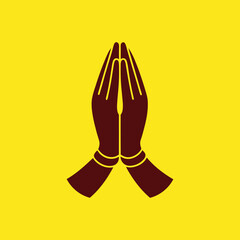 Hands Namaste Mudra, Praying, Greeting   Simple Flat icon