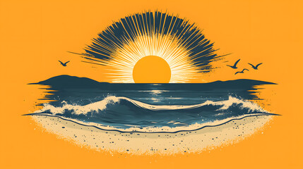 Wall Mural - Retro Sunny Beach Day