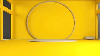 Canvas Print - Minimalistic Yellow Room with a Circle