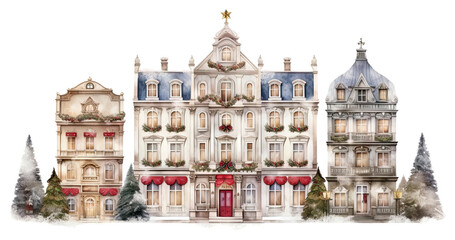 Sticker - PNG Christmas townhouse architecture building city.