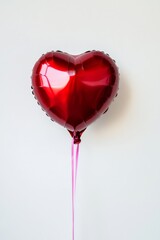 Wall Mural - An isolated heart-shaped balloon with ribbon flying on a transparent background in PNG format.