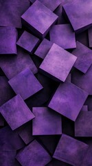 Wall Mural - Geometric purple cubes abstract background with dark shadowing, modern art concept