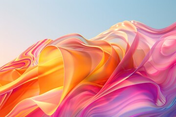 A colorful abstract artwork with a blue sky as the background