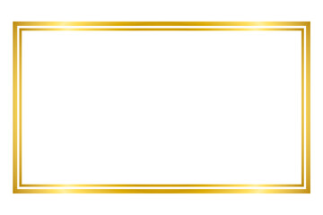 golden rectangle frame isolated on transparent background. shining gold border. luxury blank border 