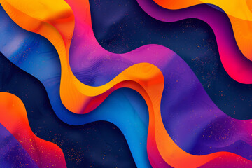 Wall Mural - A colorful, abstract painting with a blue and orange wave