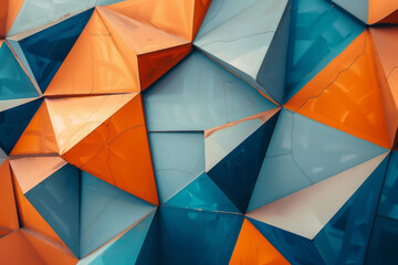 Sticker - A colorful abstract design with orange, blue, and green triangles