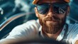 © Larisa AI - A focused man in a yellow cap and sunglasses skillfully steers a boat on the ocean's expanse, capturing the essence of adventure and determination at sea.