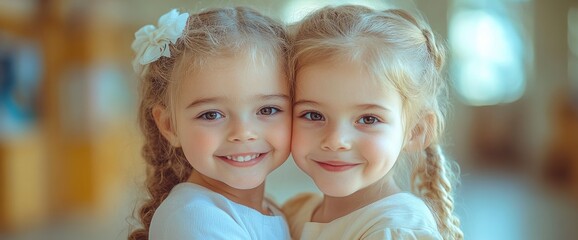 Two Little Girls Smiling Together