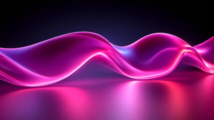 Wall Mural - dynamic flowing abstract waves in vibrant pink and purple on a dark background, showcasing fluid mov