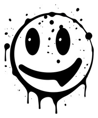 Canvas Print - PNG  Smile face emoji line anthropomorphic splattered.