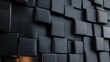 © Larisa AI - A textured wall featuring overlapping dark squares, creating a modern geometric pattern with a subtle light interplay in a sleek design.