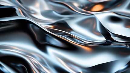 Wall Mural - undulating waves of a metallic surface create an interaction of light and shadow, offering a contemp