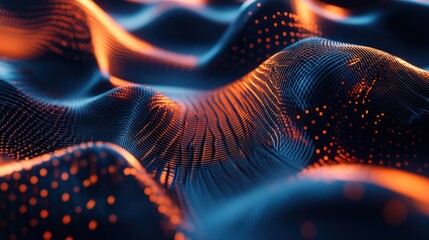 Wall Mural - abstract glowing orange and blue grid pattern.