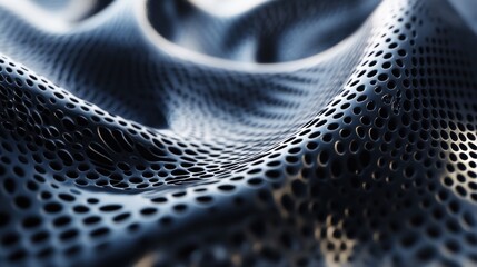 Poster - abstract black and white perforated surface, 3d rendering.