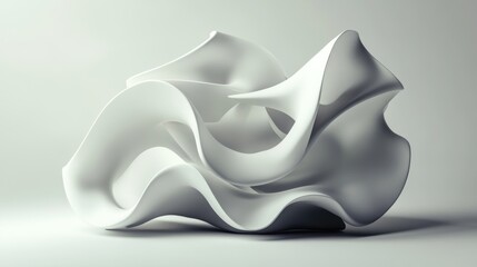 Poster - white abstract sculpture with flowing lines.