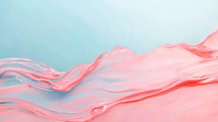 Wall Mural - Abstract pink and blue liquid wave on a light blue background.