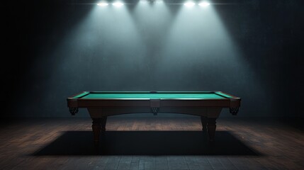Wall Mural - Empty pool table with spotlights in a dark room.