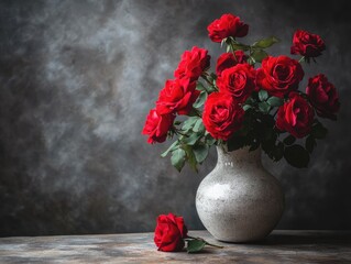 Sticker - red roses in a vase