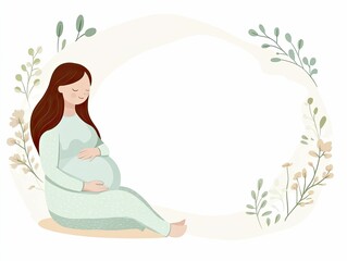 Wall Mural - Serene Expectant Mother Sitting in a Floral Circle, Embracing Natures Beauty and Anticipation of New Life Amidst Colorful Blooms