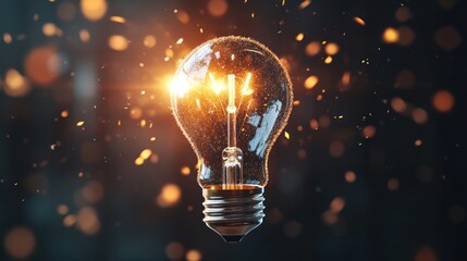 Wall Mural - glowing light bulb with bokeh effect, creating an abstract and inspiring image.