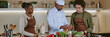 © AnnaStills - Website banner of Indian chef in white uniform telling about recipe to his cooks