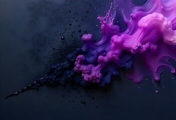 a splash of ink in black and deep purple on a dark canvas create with ai