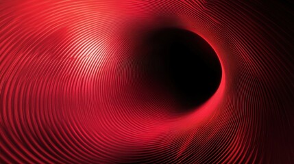 Wall Mural - abstract red curved lines lead to a dark circle.