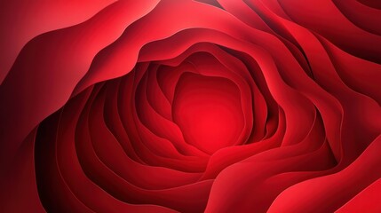 Wall Mural - abstract red paper wave background with copy space in the center.