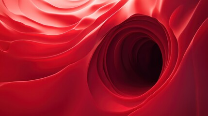 Wall Mural - abstract red swirl background with a dark hole in the center.