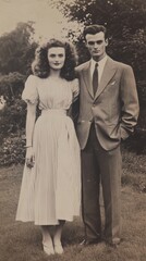 Wall Mural - A black and white photo of a man and a woman