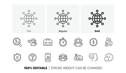 Wall Mural - Group of people, Portfolio and Teamwork icons. Business line icons. User profile linear icon set. Line icons set. Vector