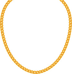 Poster - Precious necklace. Golden chain hanging. Fashion jewelry