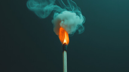 Close-up of a match igniting with smoke rising