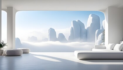 Wall Mural - Enchanted White City Beneath Dreamy Clouds