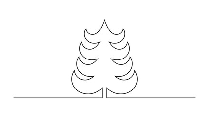 Wall Mural - christmas tree line shape isolated on transparent background. christmas card design element. png ill