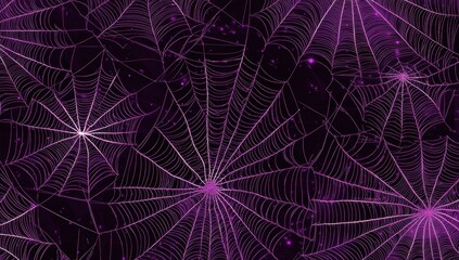 Wall Mural - a purple spider web pattern on a dark background halloween-style banner design, purple and black col