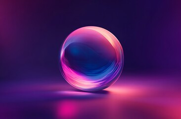 Wall Mural - neon sphere, glowing orb, abstract art, vibrant colors, pink and blue lighting