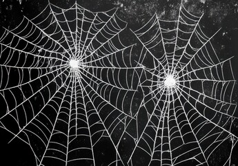 Wall Mural - white spider webs on a black background halloween, scary, horror generative ai